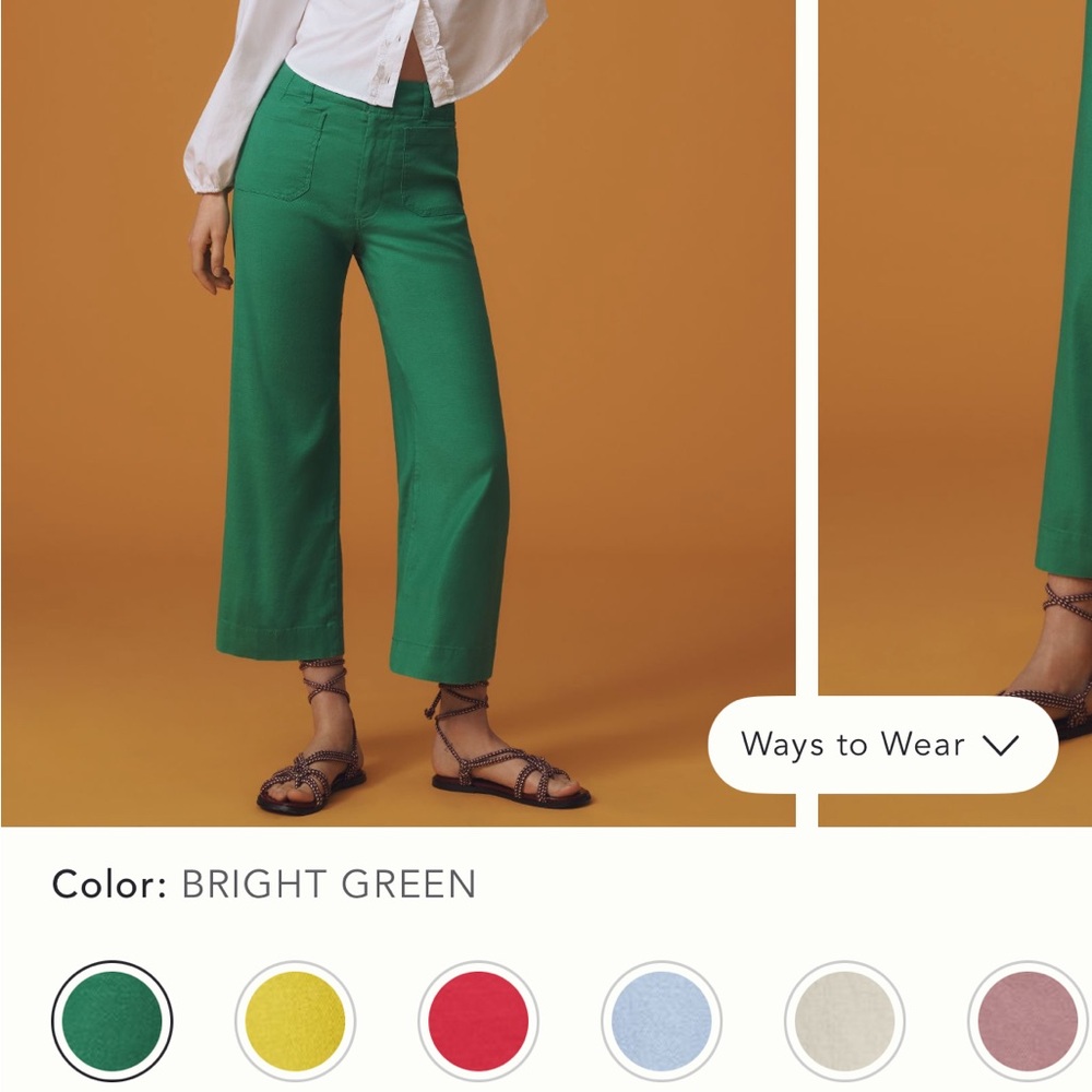Anthropologie Maeve The Colette Green Wide-Leg Pants High-Waisted Tailored